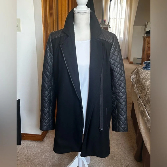 Trouve Quilted Leather Asymmetrical Zip Jacket - Picture 13 of 14